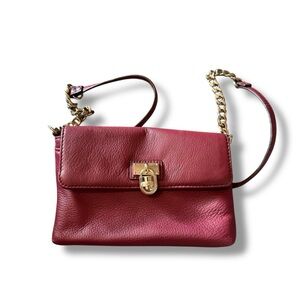 Calvin Klein Maroon Leather Crossbody Bag